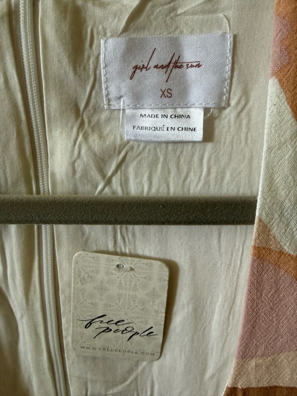 NWT! From Free People Girl & The Sun Pink & Tan Abstract Leaf Print Mini Dress - Picture 7 of 10